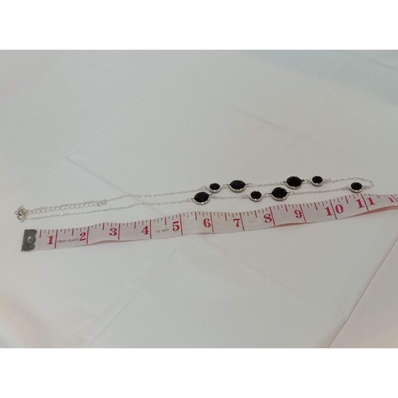 Avon Silvertone Satelite Faceted Acrylic Station Necklace 23" long - Picture 2 of 7